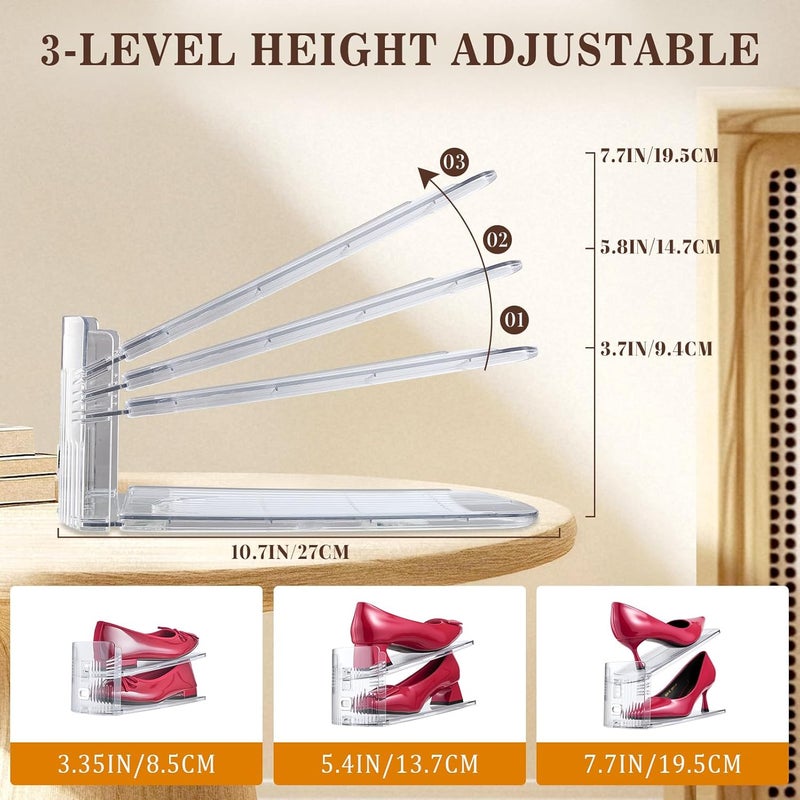 TOOKNIN 20PACK Shoe Slots Organizer for Closet,Adjustable Shoe Rack Holder Shoe Space Savers Double Layer Stack Shoe Racks for Closet Organization(Transparent) - Image 4